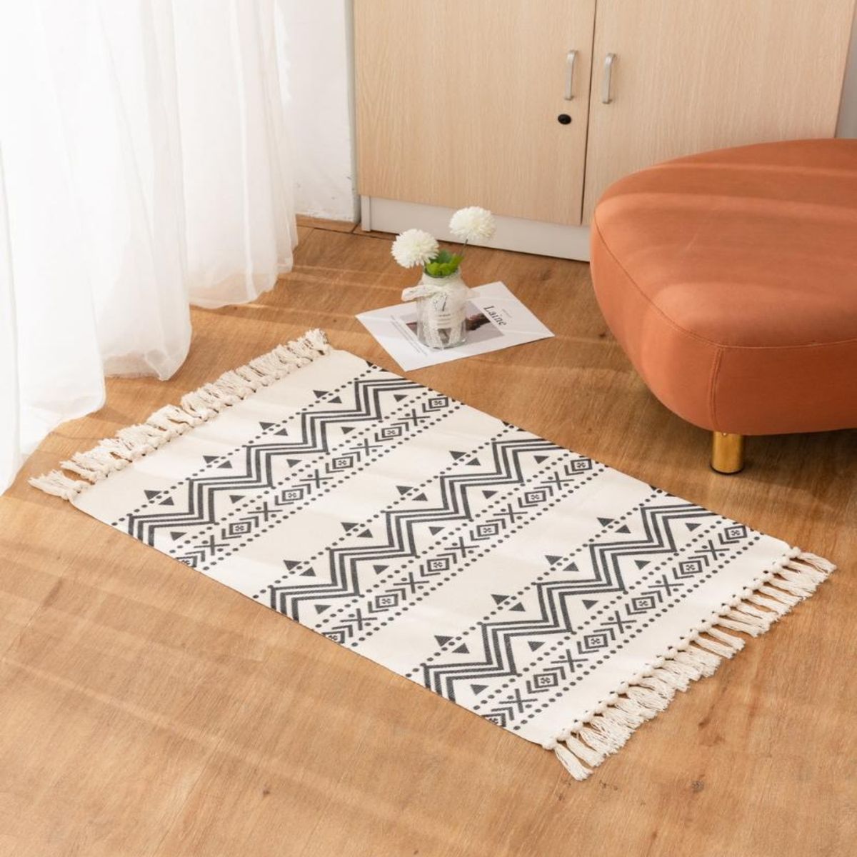 GENERICO - Set 2 Alfombras de Lino 60x90 cm para Bajada de Cama Moderna 4n02