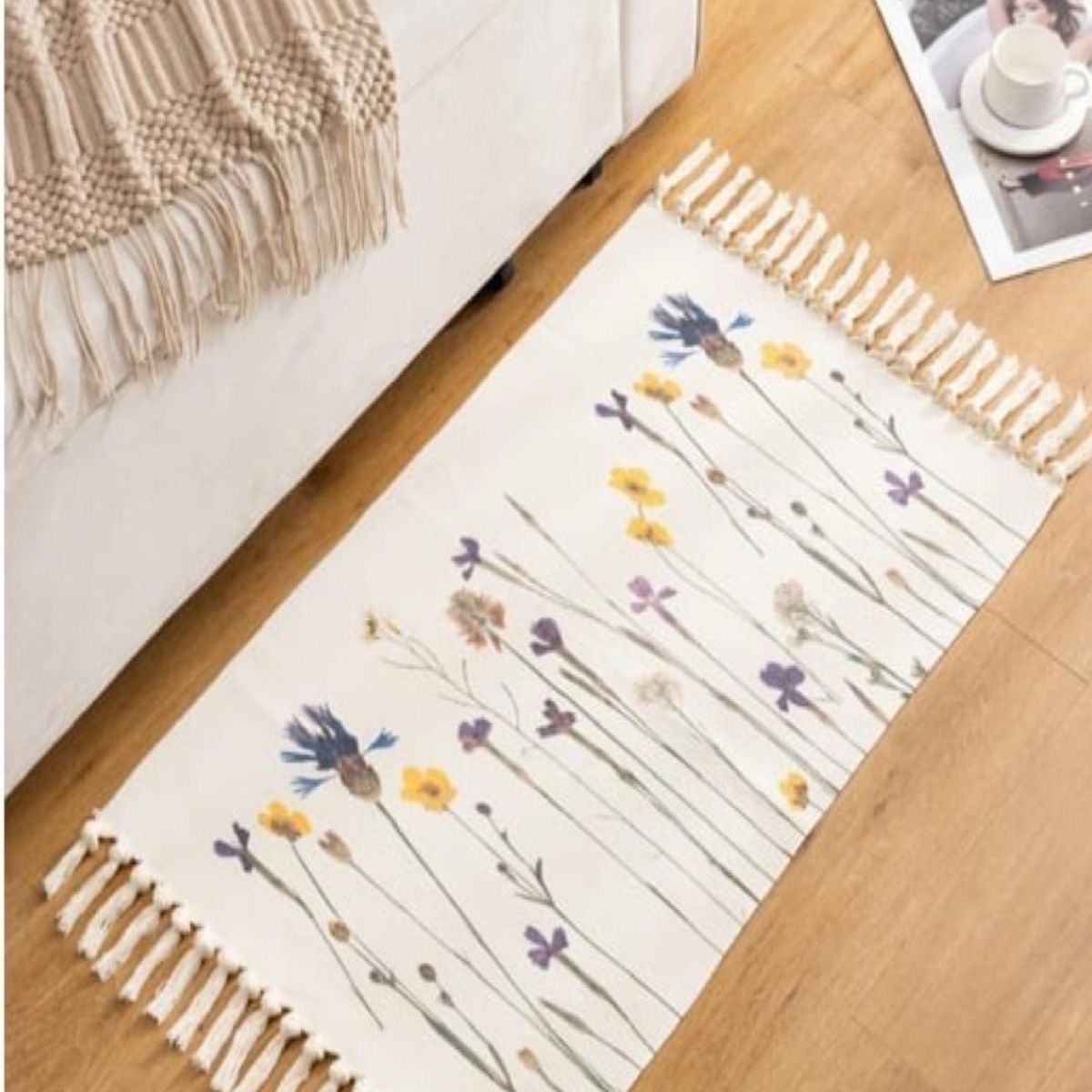 GENERICO - Set 2 Alfombras de Lino 60x90 cm para Bajada de Cama Moderna 4n10