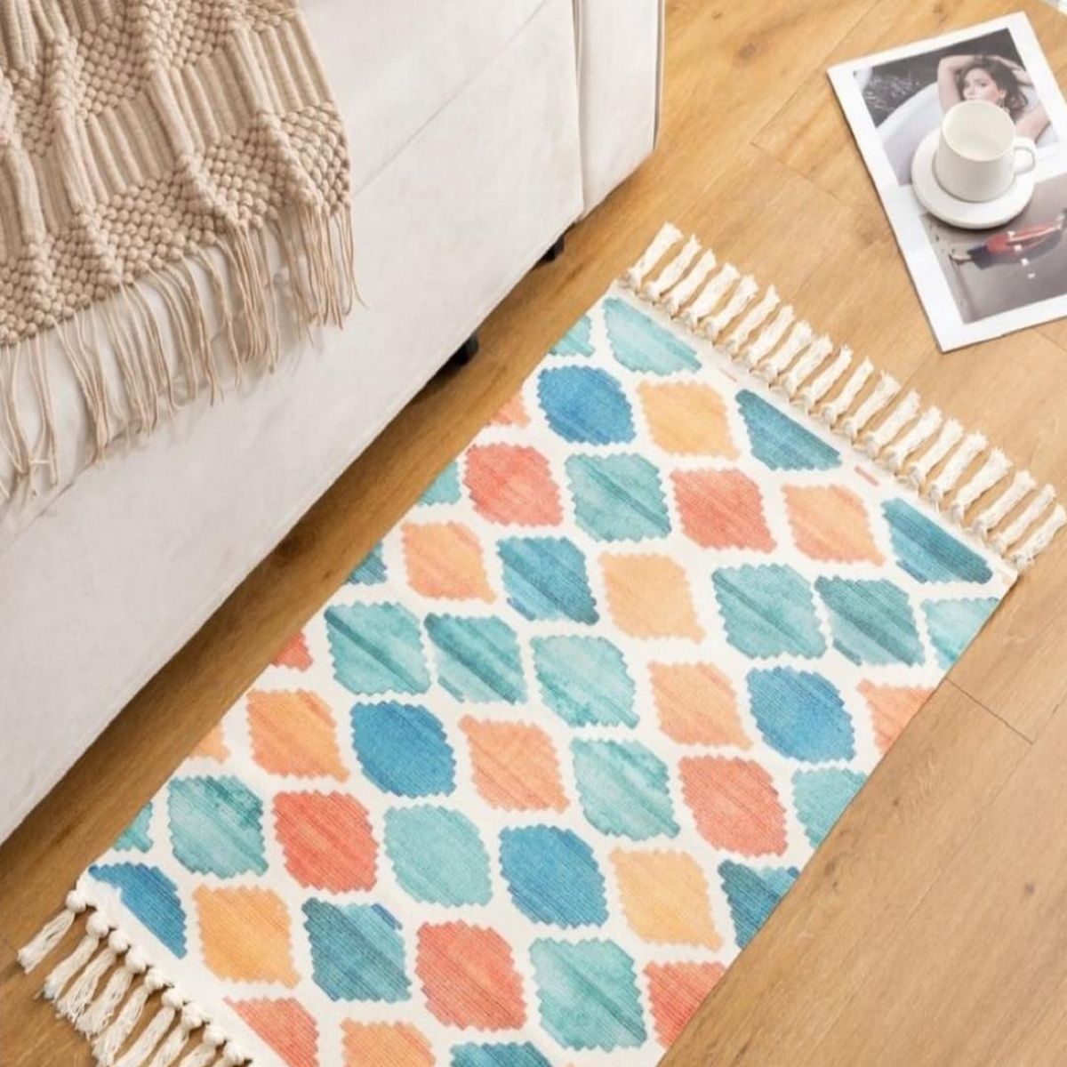 GENERICO - Set 2 Alfombras de Lino 60x90 cm para Bajada de Cama Moderna 4n14