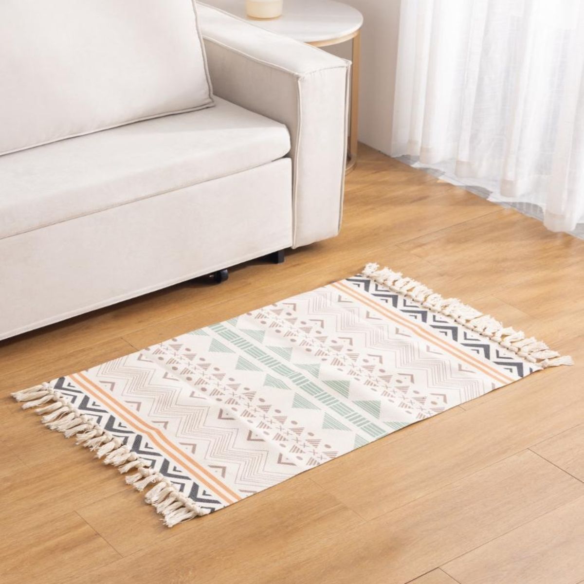 GENERICO - Set 2 Alfombras de Lino 60x90 cm para Bajada de Cama Moderna 4n08