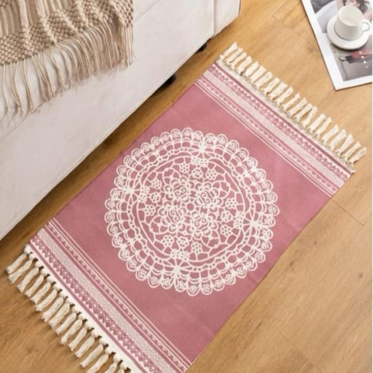 GENERICO - Set 2 Alfombras de Lino 60x90 cm para Bajada de Cama Moderna 4n11