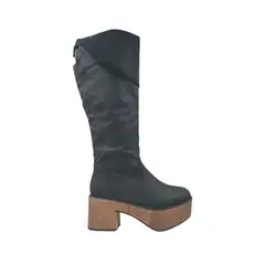 HERIEL - Bota Negra Plataforma Mujer