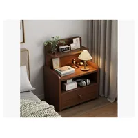 Velador Mesa De Noche Multifuncional Con Cajón MARRON OSCURO