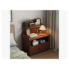 GENERICO - Velador Mesa De Noche Multifuncional Con Cajón MARRON OSCURO
