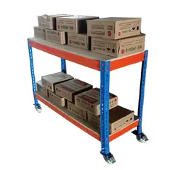 GENERICO - Mesa de Trabajo Metálica con Ruedas - 2 Niveles Reforzados