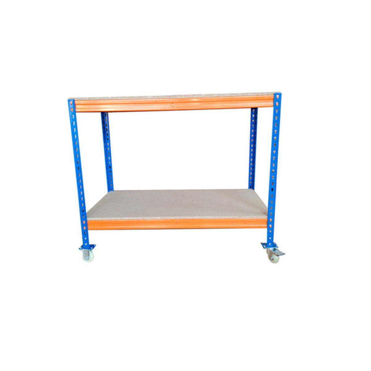 GENERICO - Mesa de Trabajo Metálica con Ruedas - 2 Niveles Reforzados