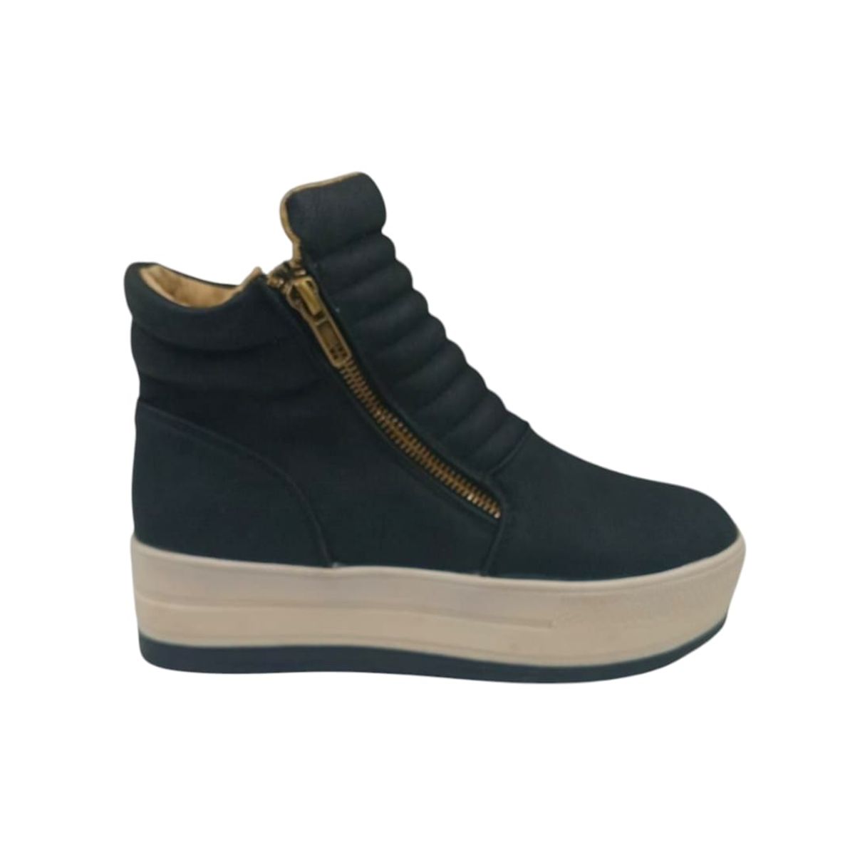HERIEL - Zapatilla Negra Caña Plataforma Mujer
