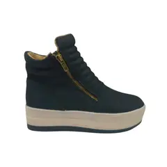 HERIEL - Zapatilla Negra Caña Plataforma Mujer