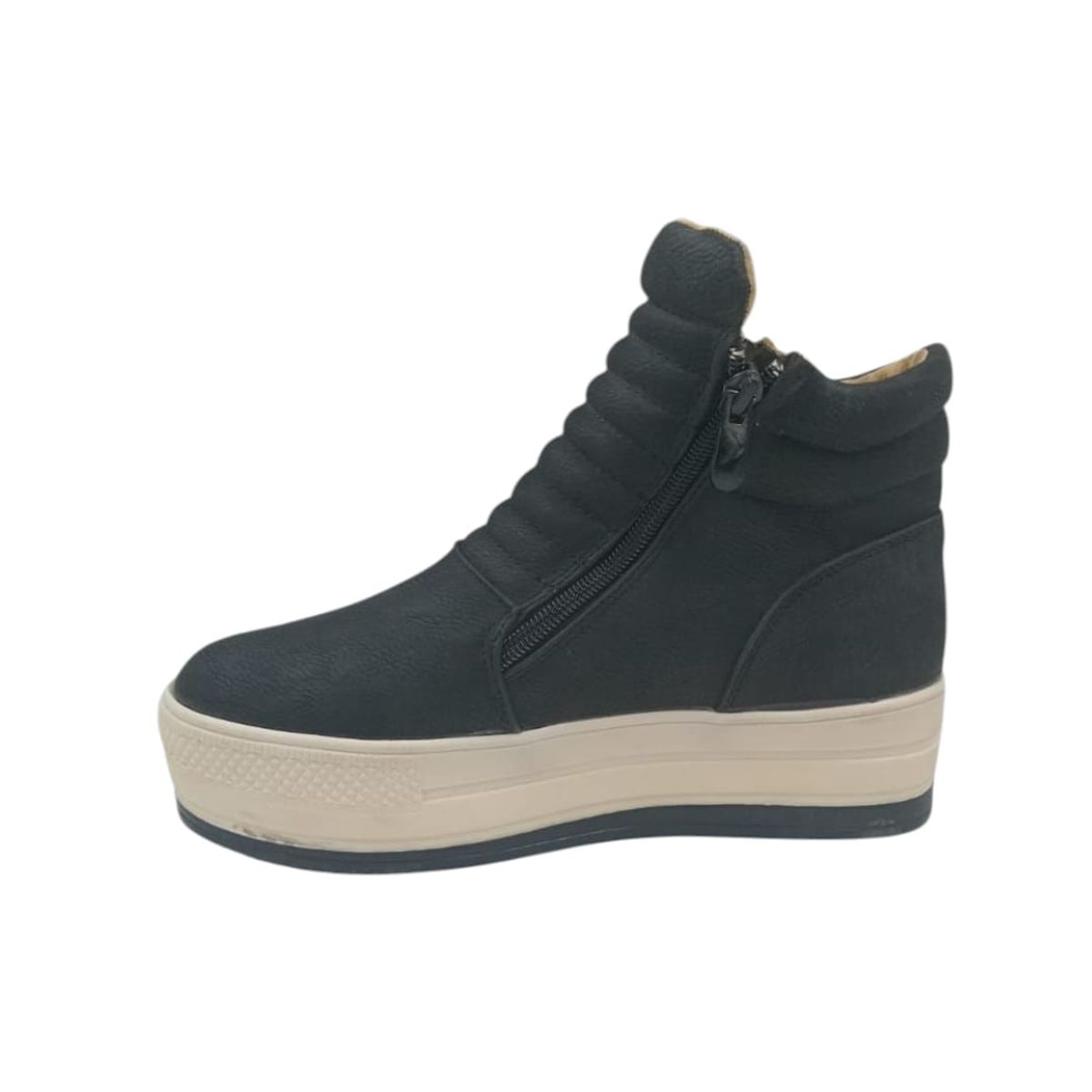 HERIEL - Zapatilla Negra Caña Plataforma Mujer