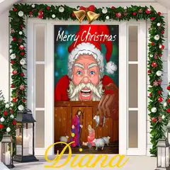 DIANA - FUNDA PUERTA NAVIDEÑA ELASTIZADA MULTICOLOR CON DISEÑO PAPA NOEL PESEBRE 90CMX200CM