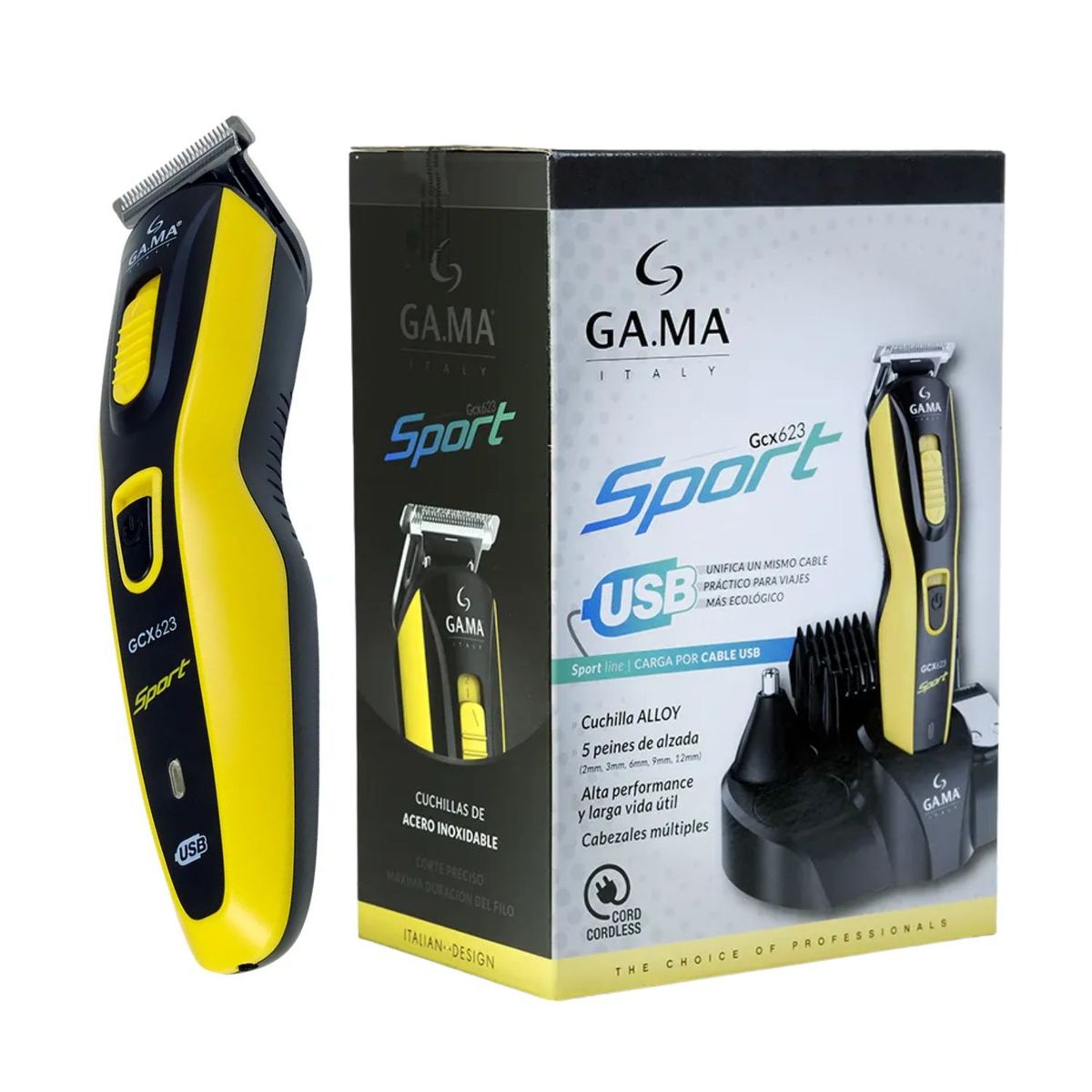 GAMA - Cortapelo Gama Multistyler Gcx 623 Sport Usb Inalámbrico
