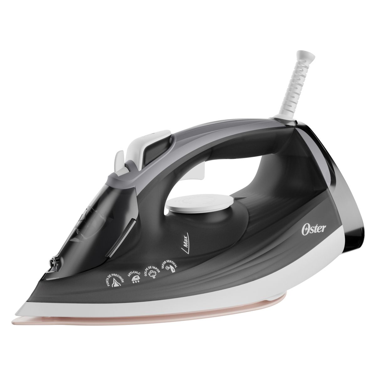 OSTER - Plancha de Cerámica GCSTEP2501 con Suela Grande con Tecnología Anti-Calcificación Gris Oster