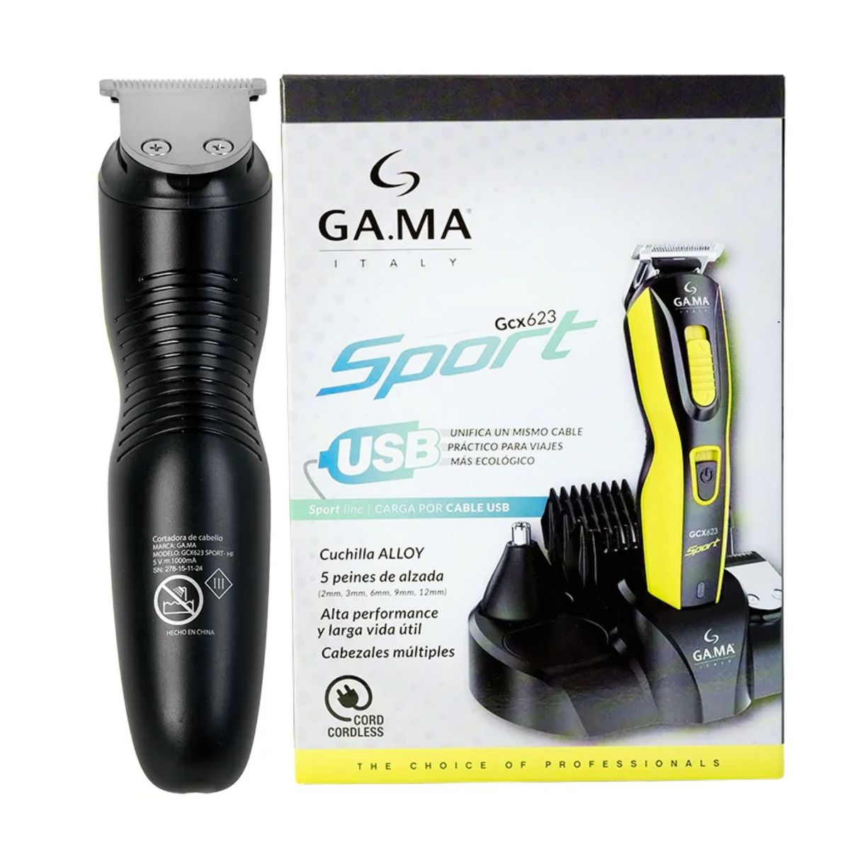 GAMA - Cortapelo Gama Multistyler Gcx 623 Sport Usb Inalámbrico