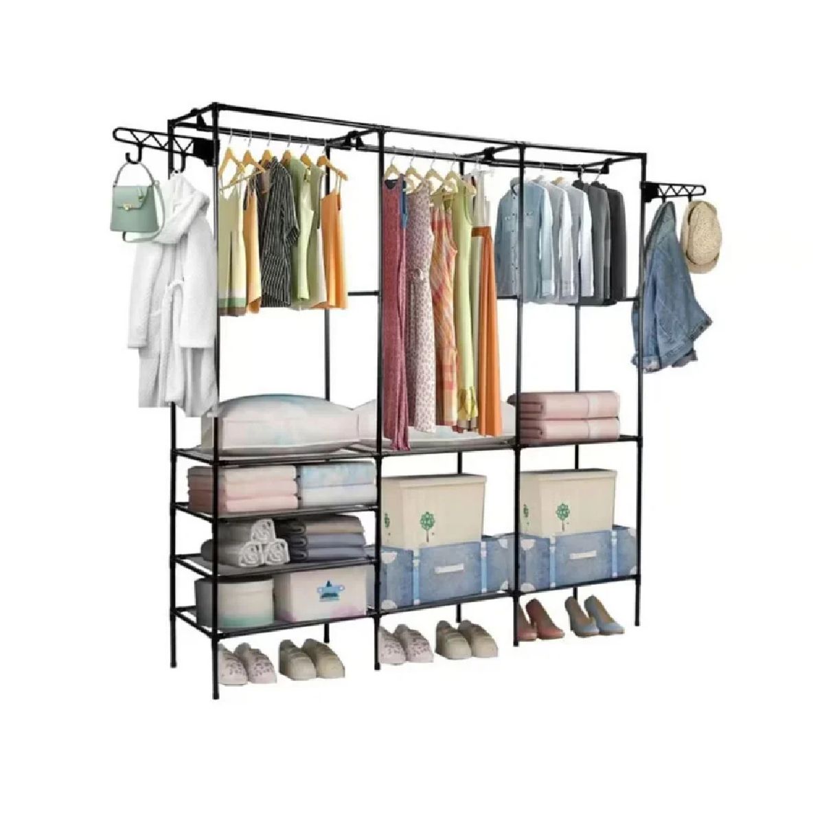 GENERICO - Closet Organizador 3 Espacios Zapatero Perchero Multifuncional