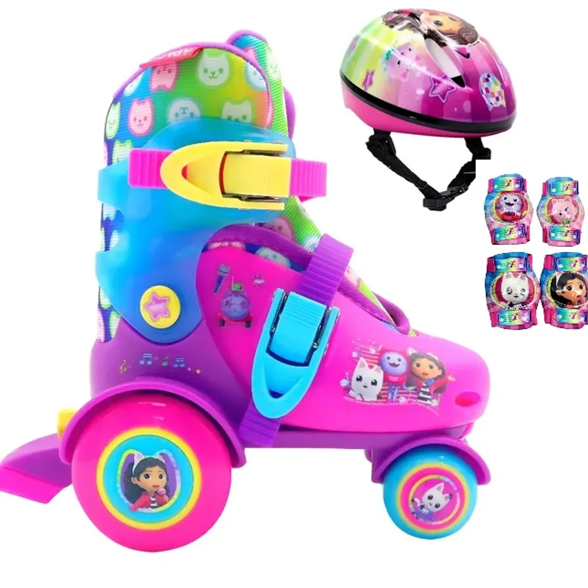 GABBYS DOLLHOUSE - Patines de niña Gabby Entrenamiento Ajustables T 26-29 con casco