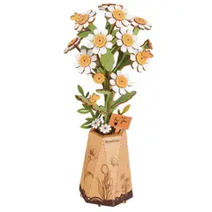ROBOTIME - ROKR Chamomile TW061 Puzzle 3D de Madera Flor de Manzanilla Rowood
