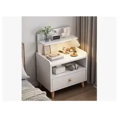 GENERICO - Velador Mesa De Noche Multifuncional Con Cajón BLANCO