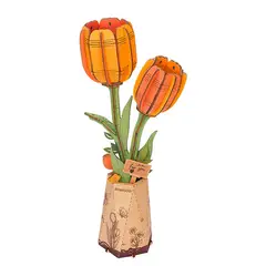 ROBOTIME - Tulipán Naranja de Madera ROWOOD Puzzle 3D Decorativo y Regalo Creativo