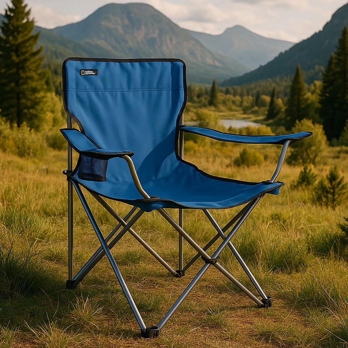 NATIONAL GEOGRAPHIC - Silla Plegable Camping Kenai Apoyabrazos Azul Nat Geo_.