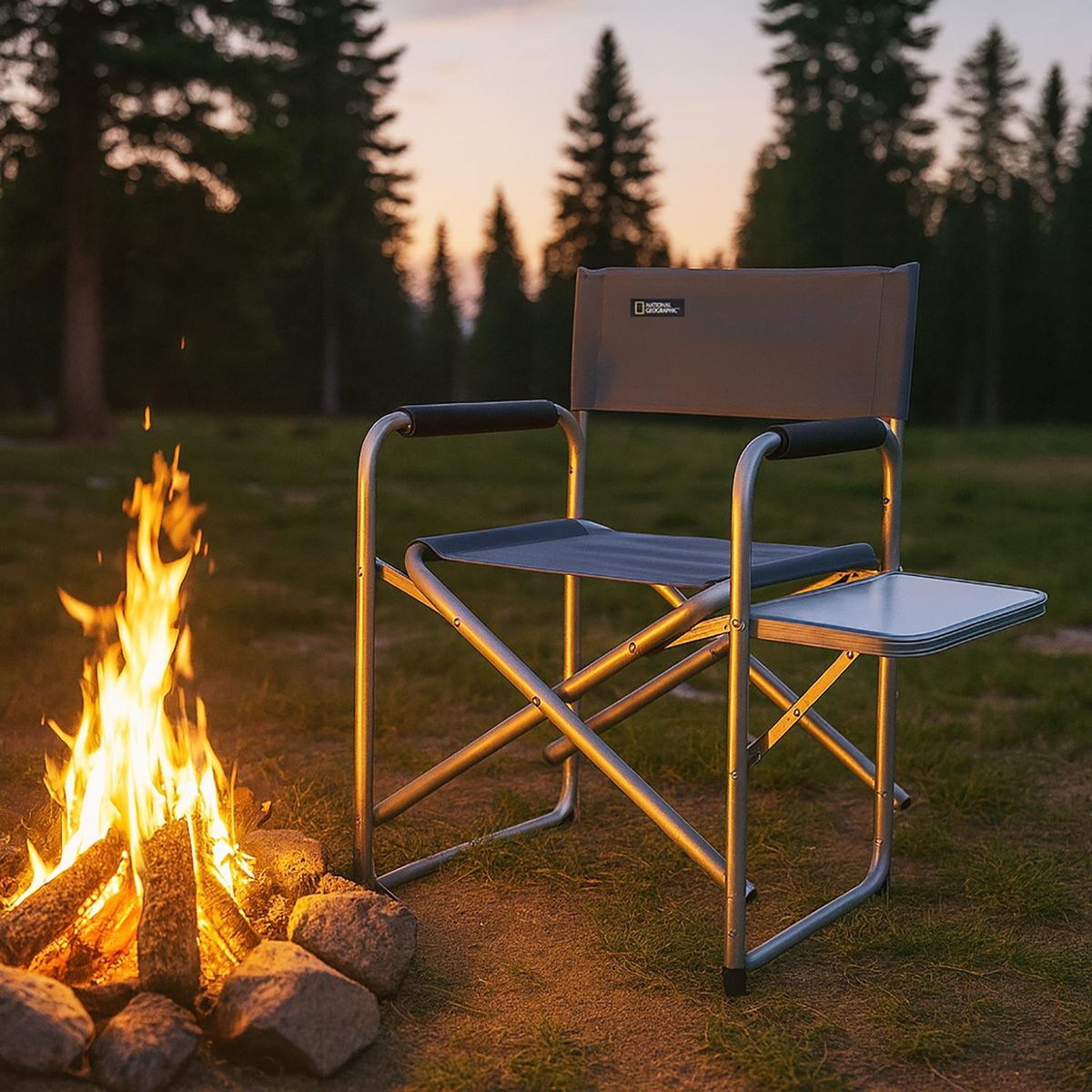 NATIONAL GEOGRAPHIC - Silla Mesa Plegable Camping Director Adventure Gris Nat Geo