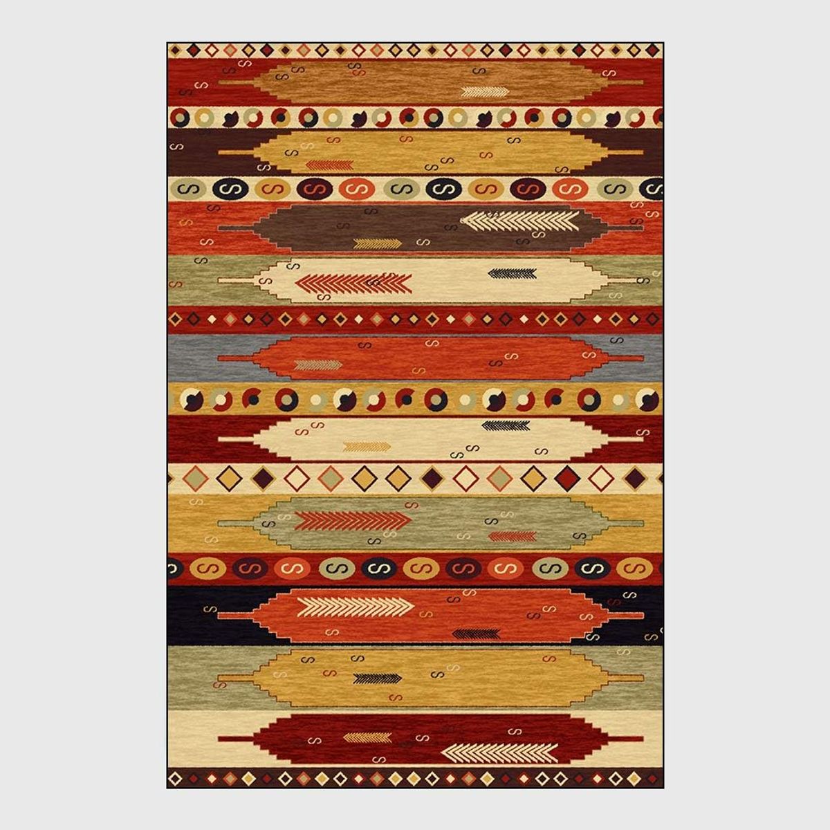 GENERICO - ALFOMBRA MODERNA JUVENIL DISEÑO NATIVO MULTICOLOR 180X200 DELGADA  LISA TF