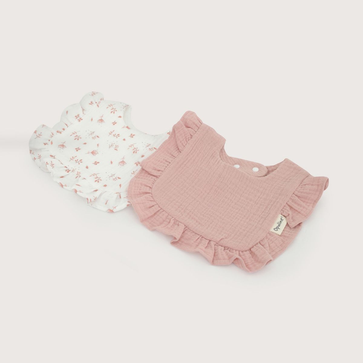 OPALINE - Pack 2 babero muselina rosado