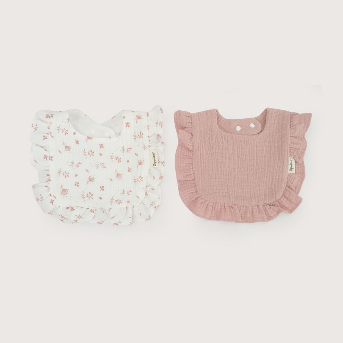 OPALINE - Pack 2 babero muselina rosado