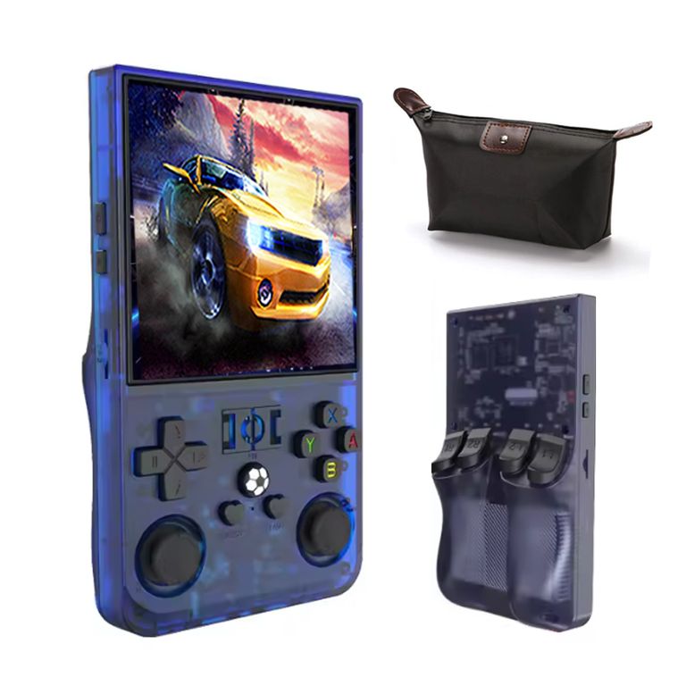BRO TOUMI Consola de videojuegos Game R36S Pro 64GB Azul y Estuche