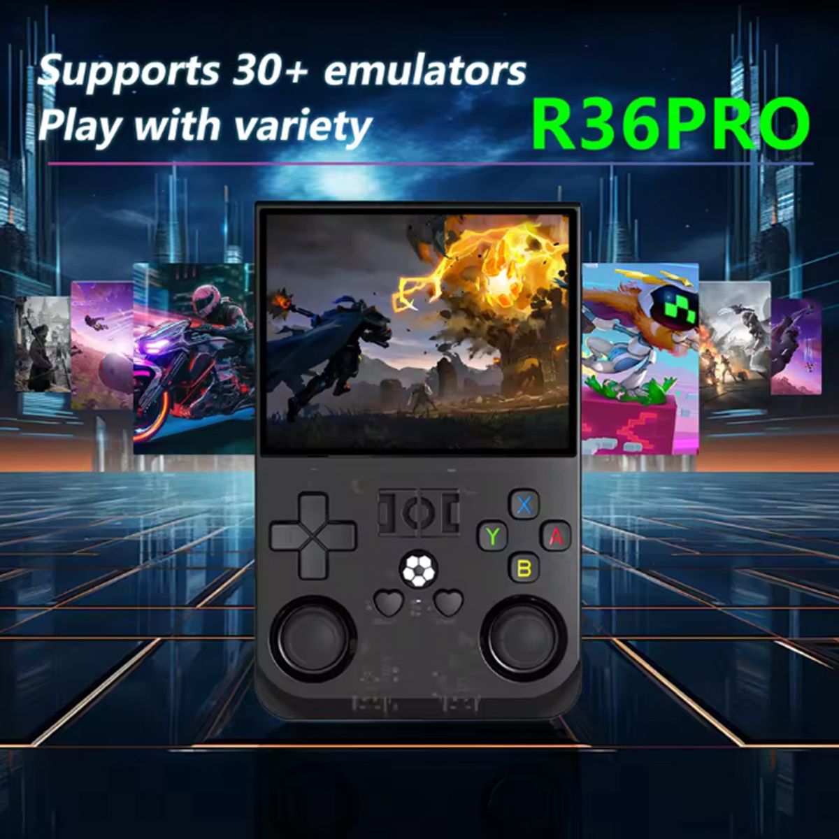 BRO TOUMI - Consola de videojuegos Game R36S Pro 64GB Azul y Estuche
