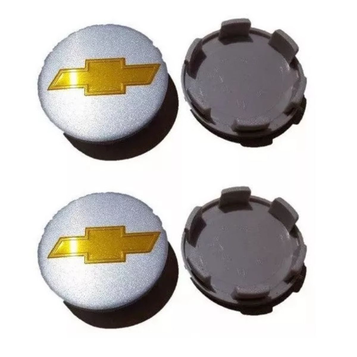 GENERICO - 4 Tapa Centro de Llanta para Chevrolet 53mm Plateado