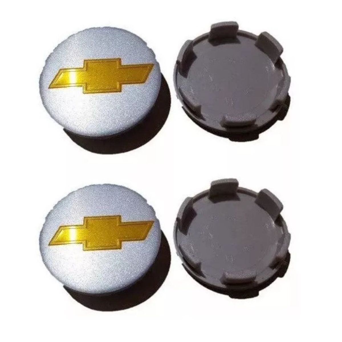 GENERICO - 4 Tapa Centro de Llanta para Chevrolet 53mm Plateado