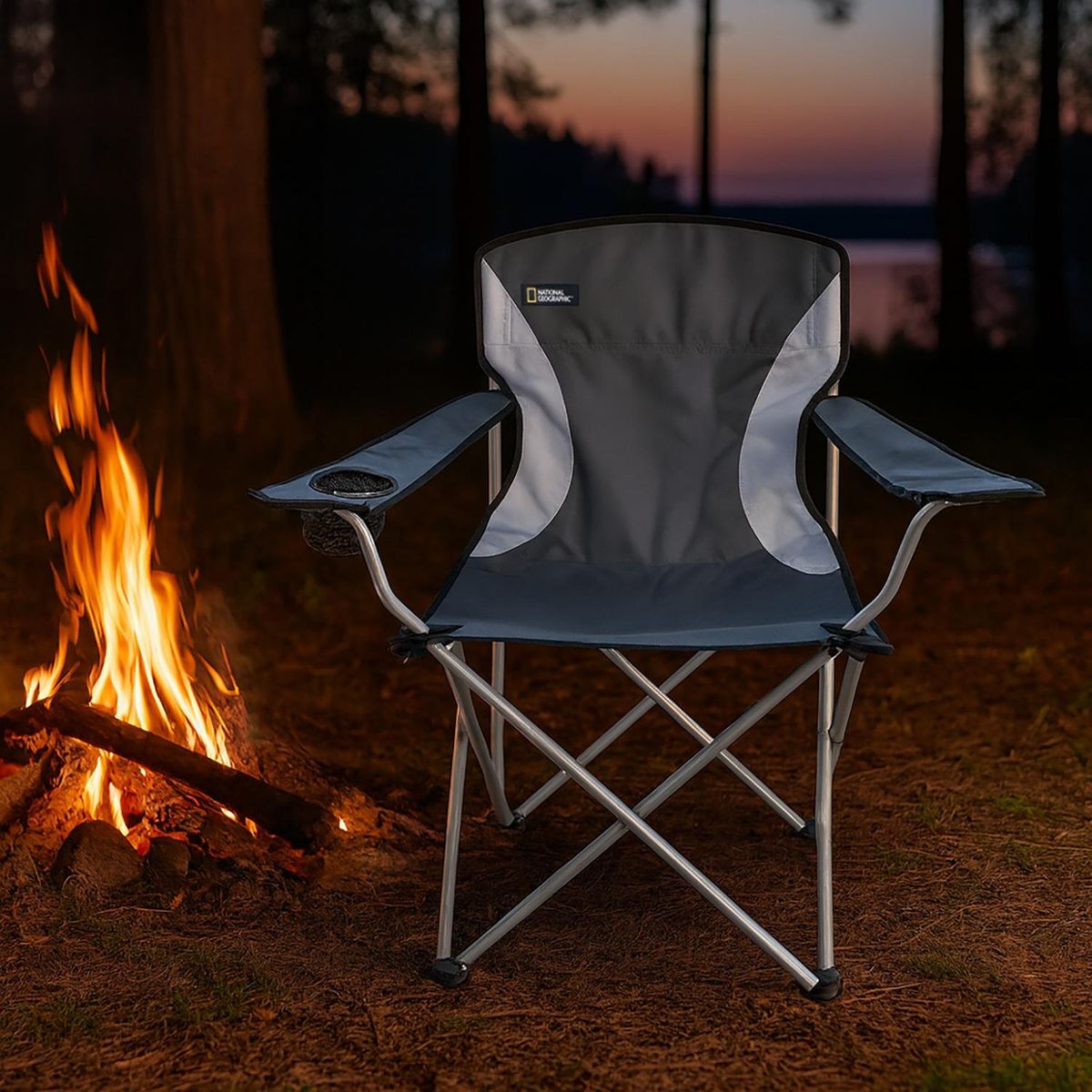 NATIONAL GEOGRAPHIC - Silla Plegable Camping Acolchada Denver Gris Nat Geo