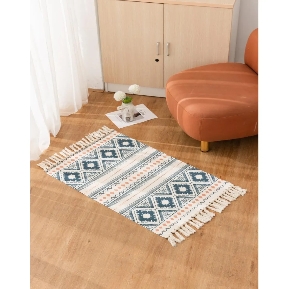 GENERICO - Alfombra de Lino 60x90 cm para Bajada de Cama Decorativa Decorativa 4n01