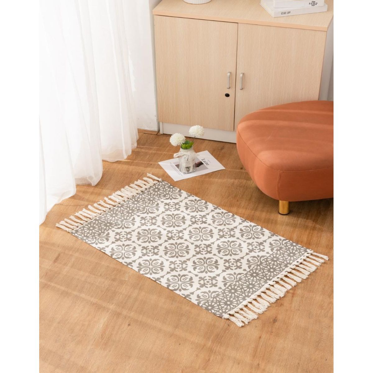 GENERICO - Alfombra de Lino 60x90 cm para Bajada de Cama Decorativa 4n03