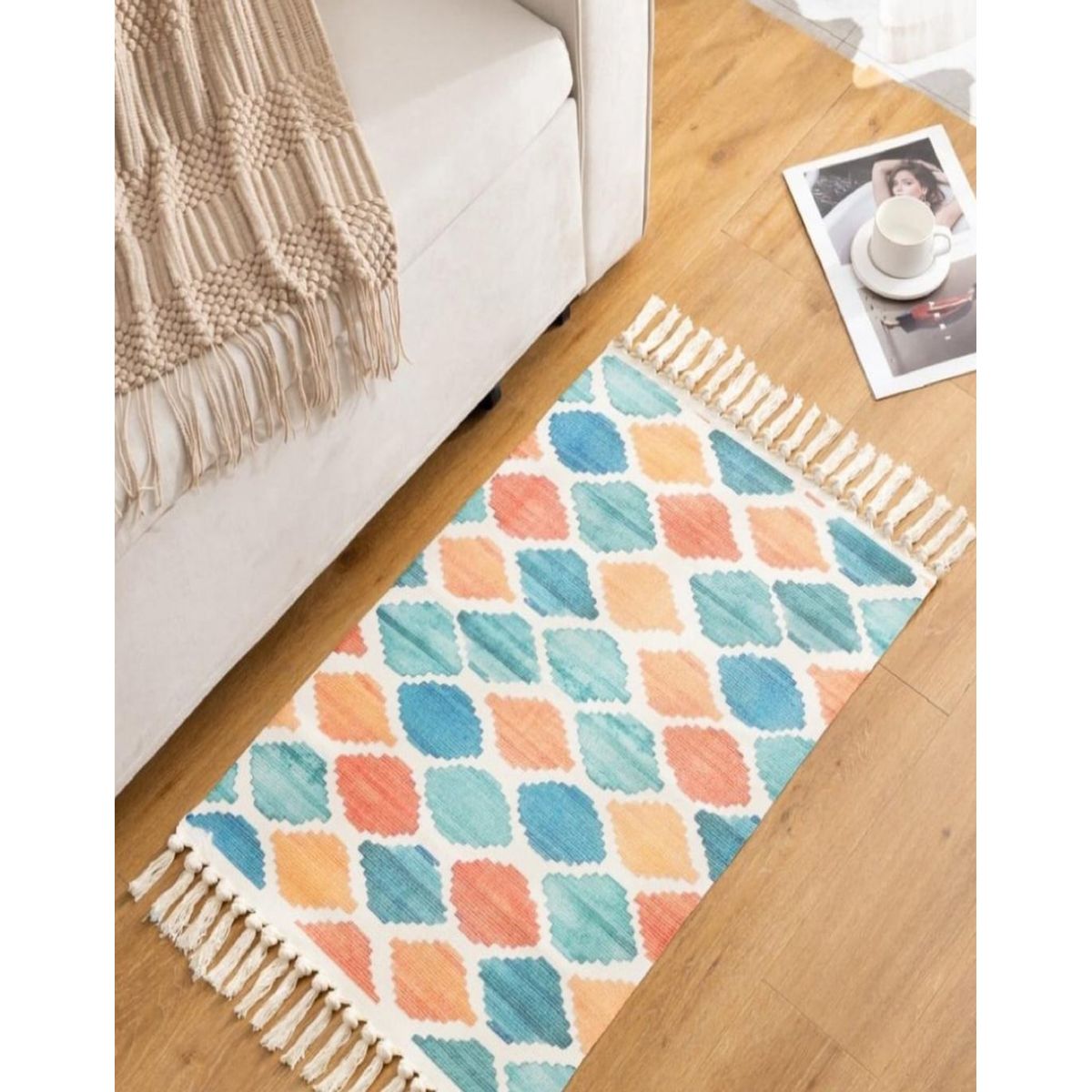 GENERICO - Alfombra de Lino 60x90 cm para Bajada de Cama Decorativa 4n14