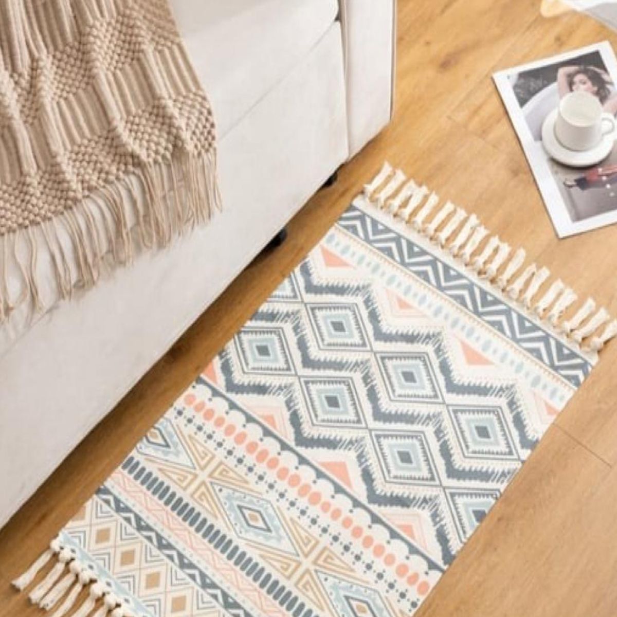 GENERICO - Alfombra de Lino 60x90 cm para Bajada de Cama Decorativa 4n15