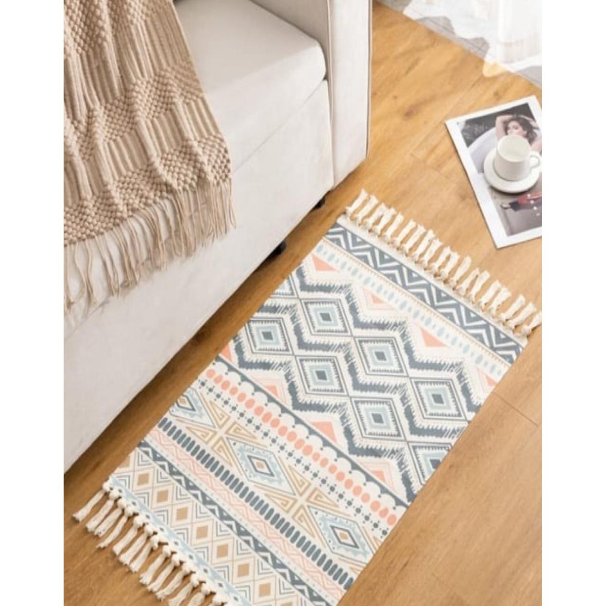 GENERICO - Alfombra de Lino 60x90 cm para Bajada de Cama Decorativa 4n15