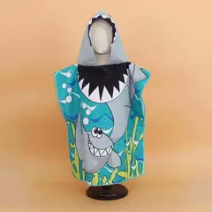 GENERICO - Toalla De Microfibra Para Niños Con Capucha Tipo Poncho Tiburonsin