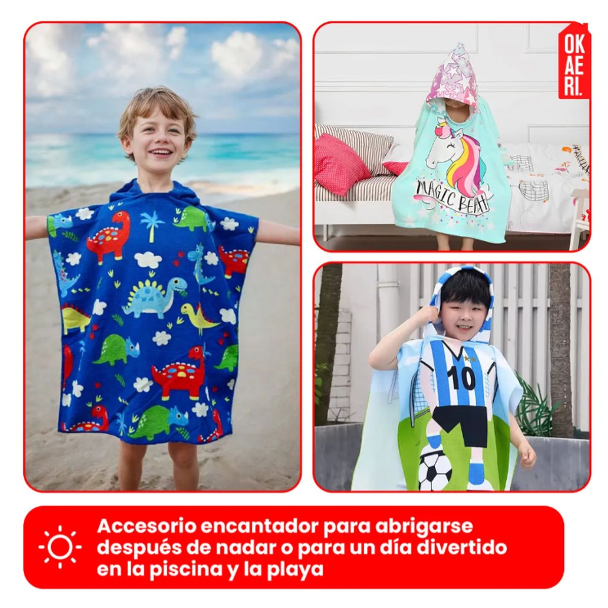 GENERICO - Toalla De Microfibra Para Niños Con Capucha Tipo Poncho Tiburonsin