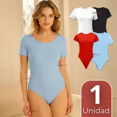 UTILISIMO - Body Ajustable Moldeador 100% Bambú Cuello Redondo Manga Corta Mujer Colores Surtidos