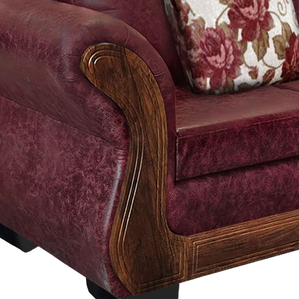 AMERICA DECORA - Living Con Resorte Estructural 7 Personas 4+3 Finis Envejecido Burdeo X