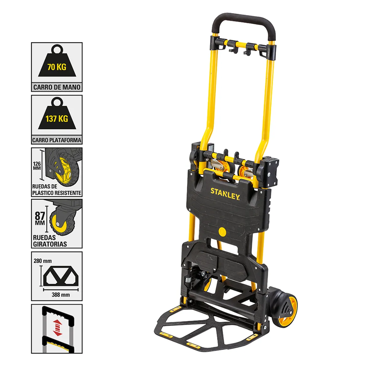 STANLEY - Carro Plegable 2 in 1 STANLEY FT585 70/137 Kg