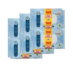 GENERICO - Pack 6 Toalla Humeda Bubu 2x80 unidades
