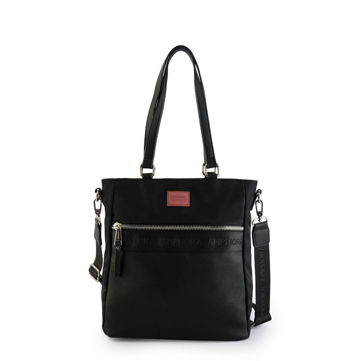 AMPHORA - Cartera Amphora Negra con Asas y Correa Mujer