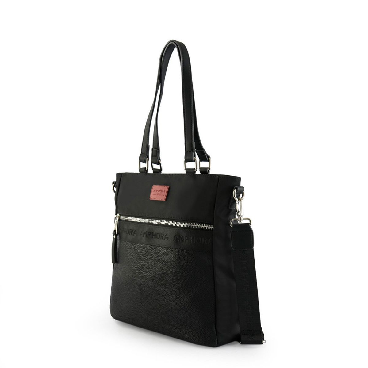 AMPHORA - Cartera Amphora Negra con Asas y Correa Mujer