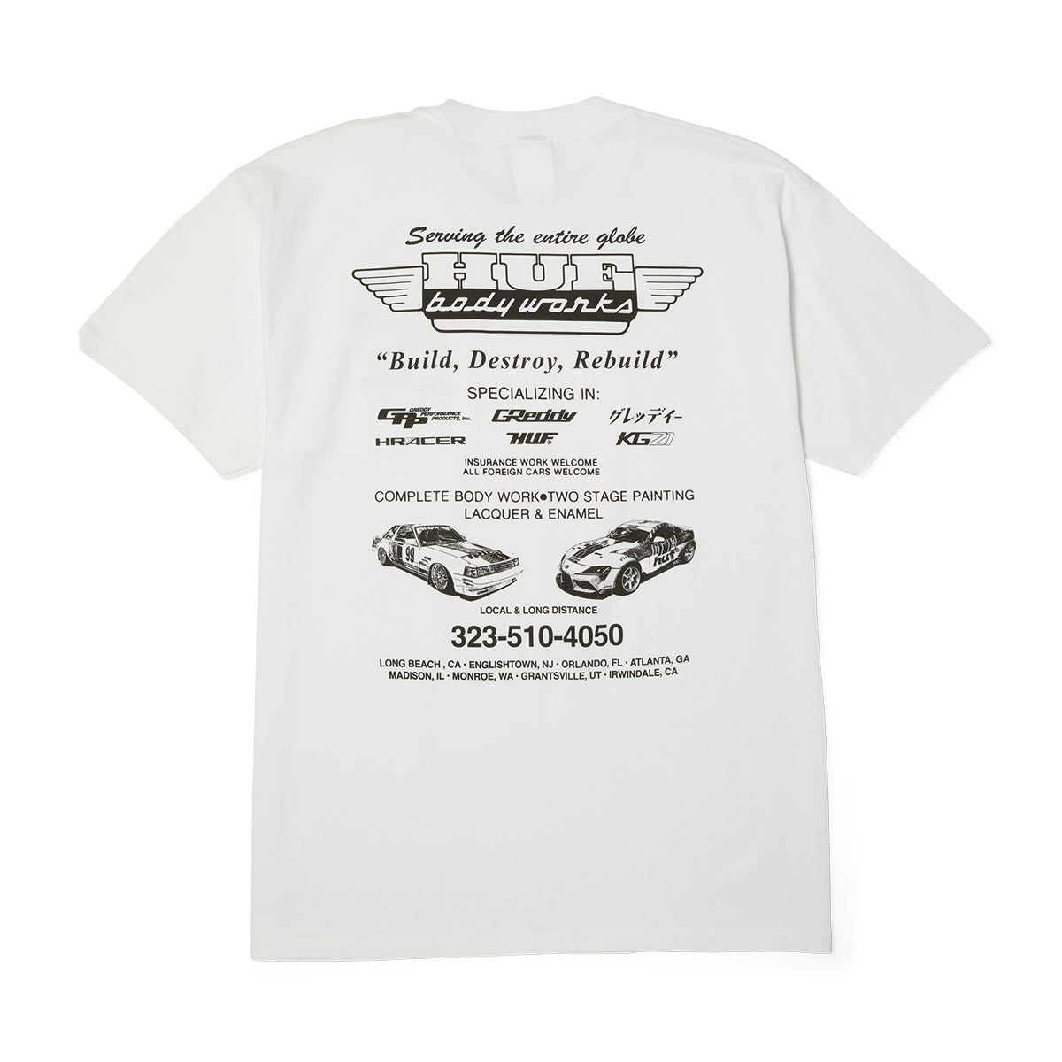 HUF - Polera Blanca Hombre GREDDY BODY WORKS HUF