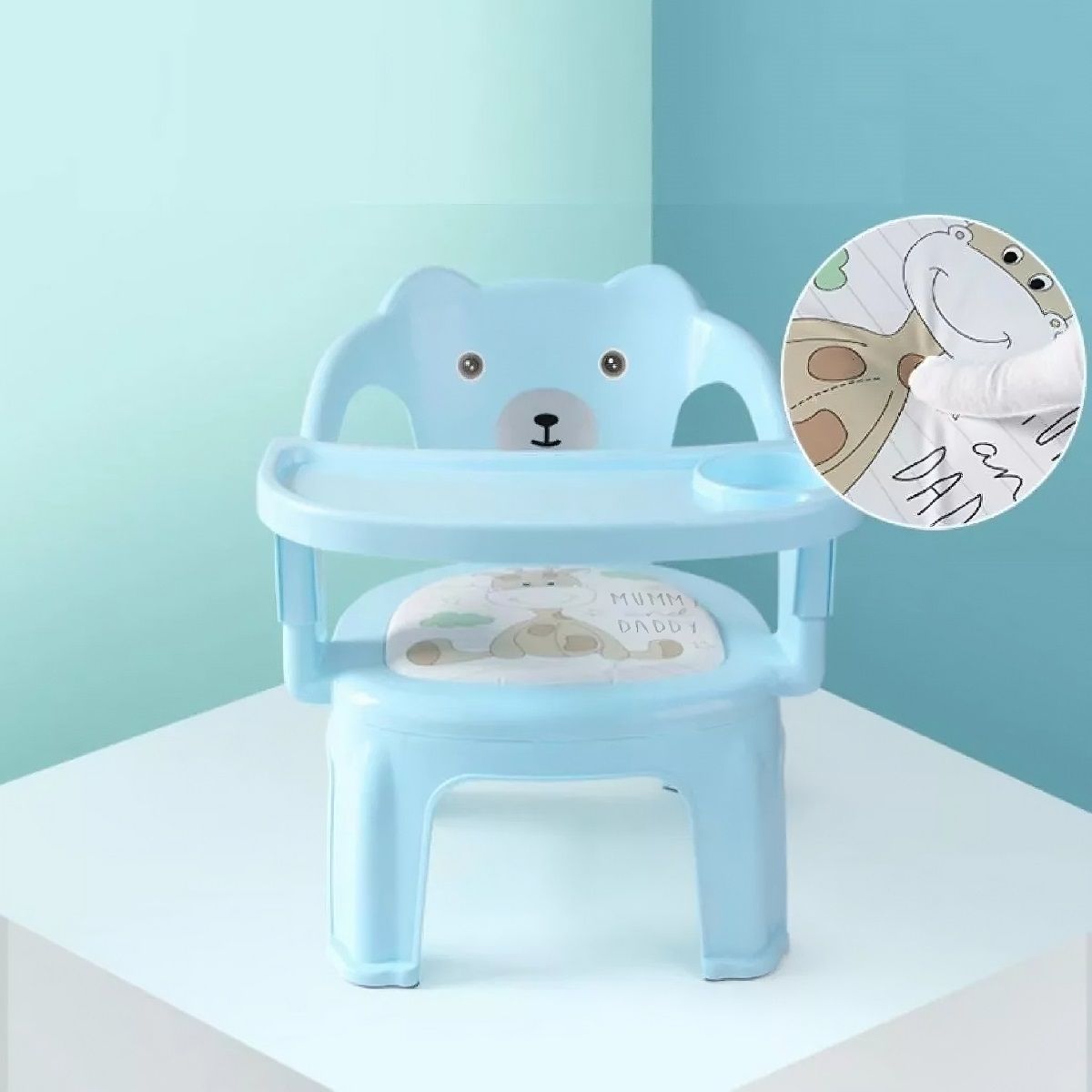 GENERICO - Silla Portátil Infantil Aprender A Comer y Espaldar Celeste