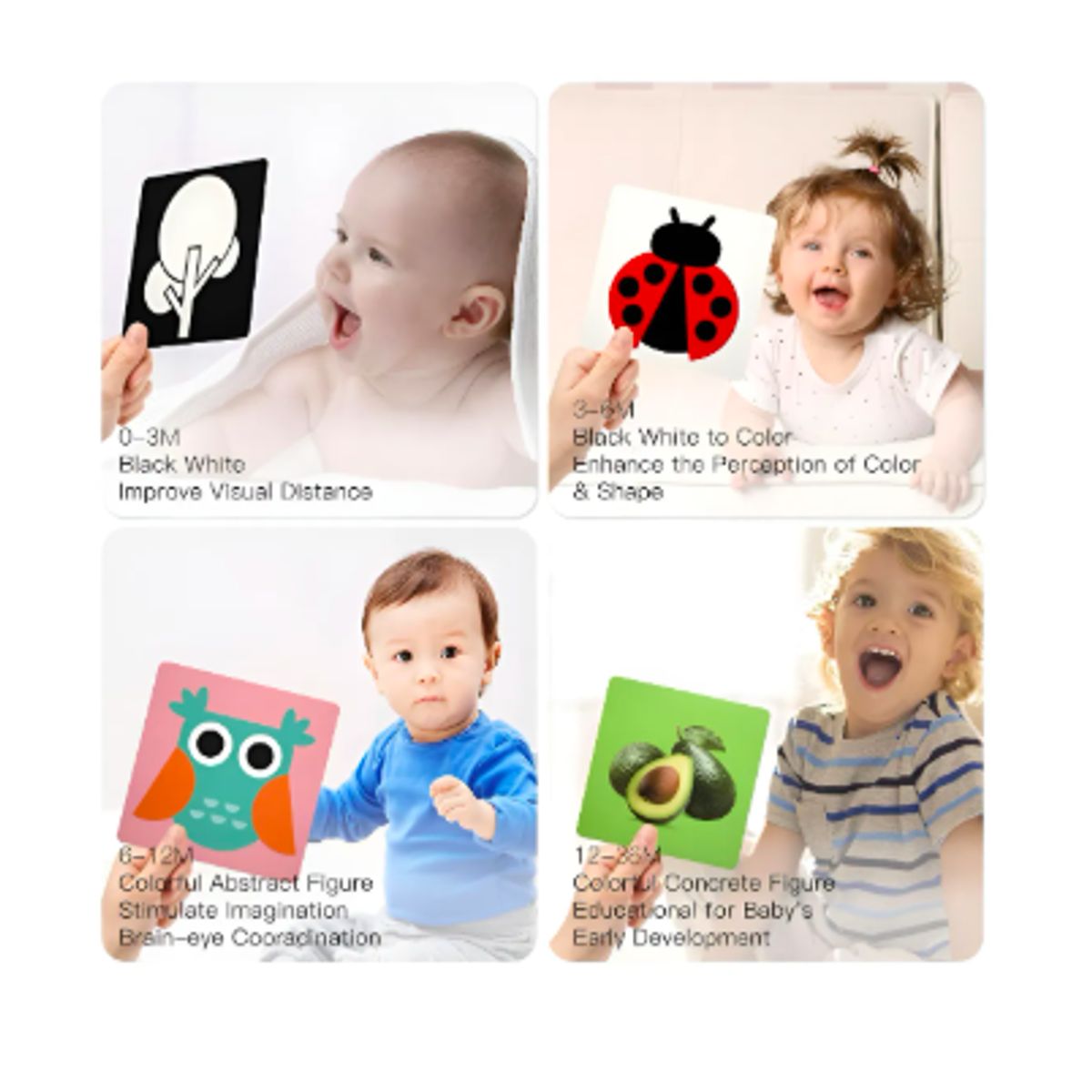 GENERICO - 4cajas Tarjetas Xtellar De Estimulación Visual Para Bebés 0-36 Meses