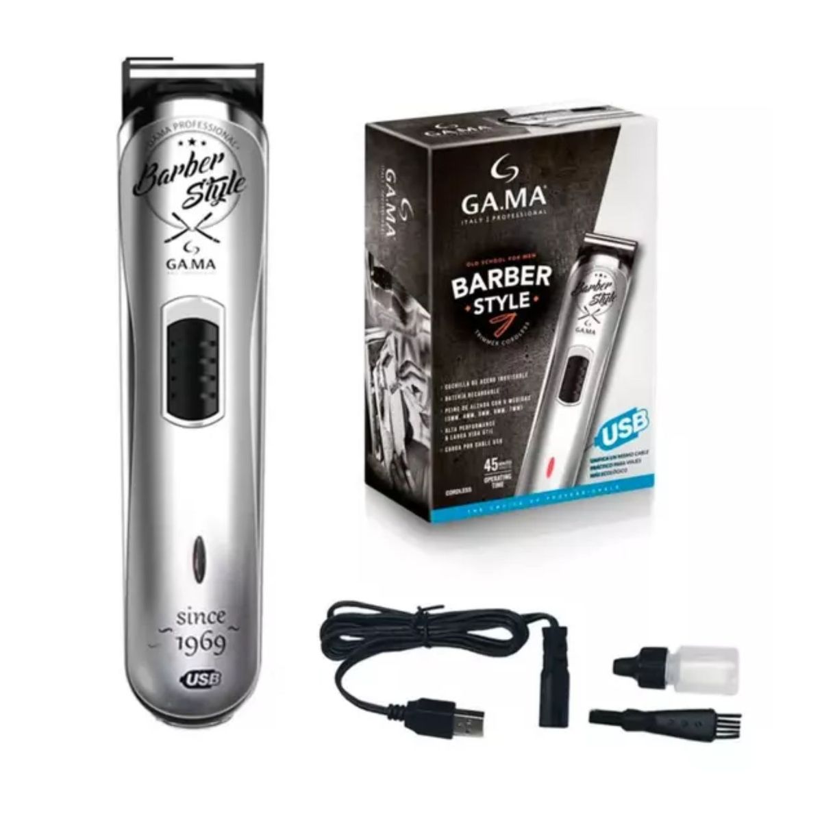 GAMA - Cortapelo Trimmer Gama Gt 527 Barber Style Old School Inalanbrica Usb