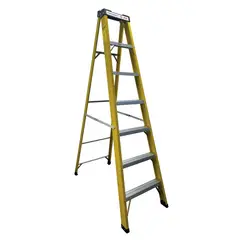 MOSAY - Escalera De Fibra Vidrio y Aluminio 7 Peldaños Tipo Tijera